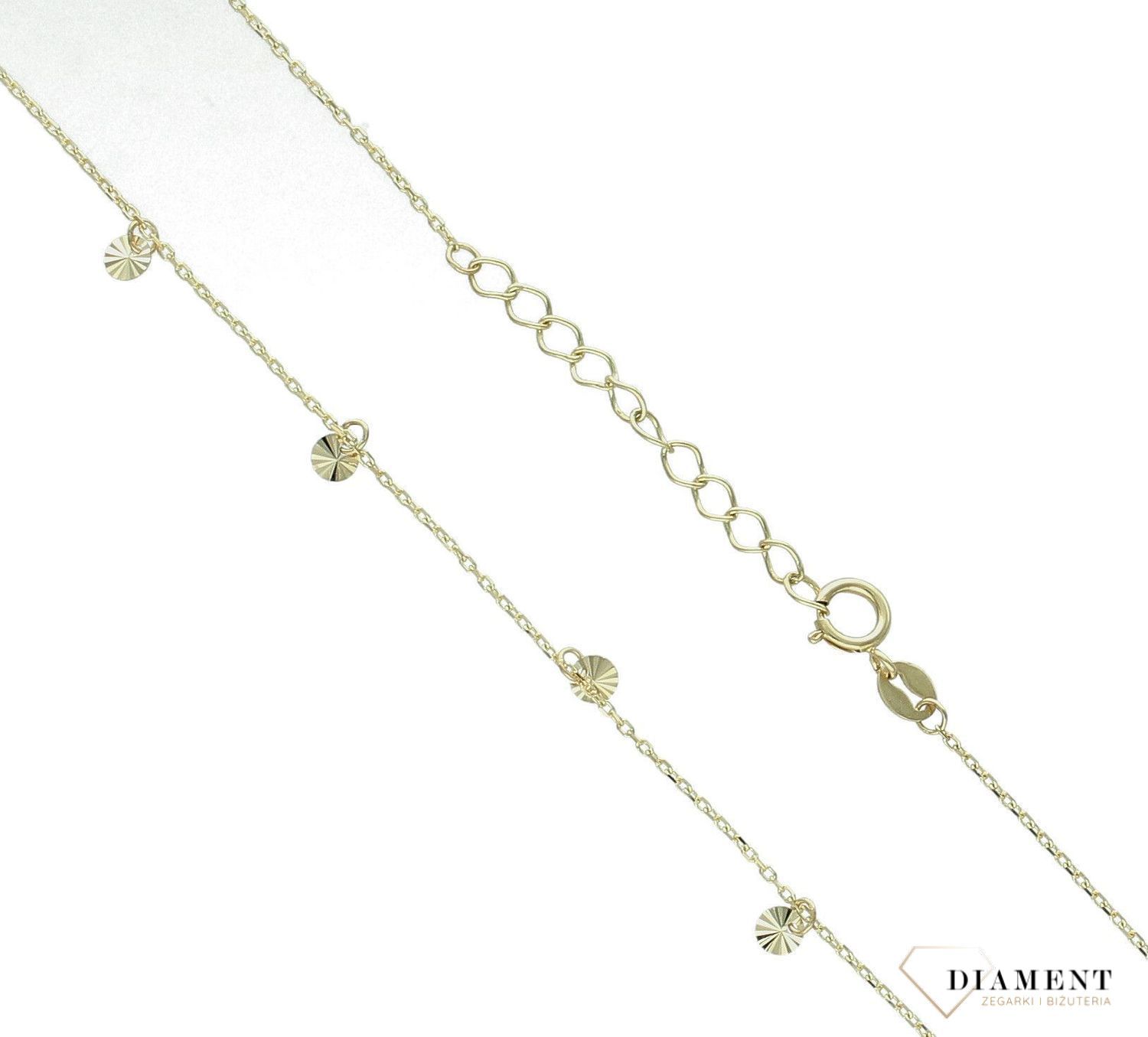 Złoty naszyjnik damski 585 celebrytka z grawerowanymi kółeczkami N0377 (3).jpg